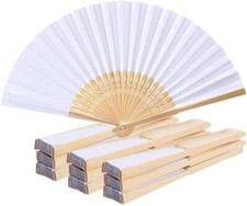 10/20pcs Blank White Chinese Folding Bamboo Fan Hand Paper Fans Wedding Favor