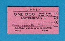CDRJC County Donegal Railways Ticket - One Dog - from Letterkenny