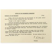 Reproduction US Army WW2 Colonel Sink 506th PIR D-Day letter- WW2 Memorabilia