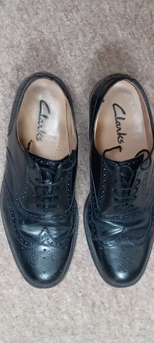 Clarks leather black brogue - black,
