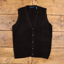 Vintage Claybrooke Cardigan S 90s Ribbed Sweater Vest V-Neck Brown