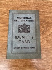 Vintage National Registration Identity Card for Under 16's Stamped