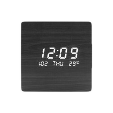 Digital LCD Display Wall Clock white square 24 x 24 CM electric with USB cable 