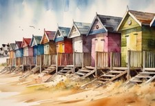 Vibrant Coastal Beach Huts