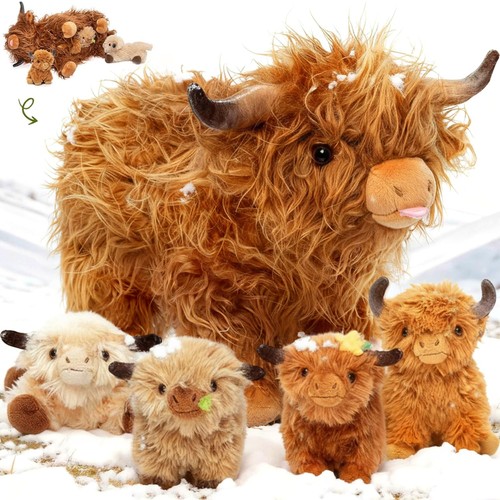 Highland cows mother babies - cows,