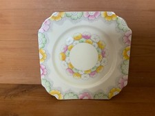 GLADSTONE CHINA GORGEOUS VINTAGE FLOWER DESIGN SQUARE SIDE / CAKE PLATE - VGC