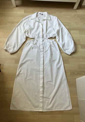 Topshop white midi shirt dress - white,