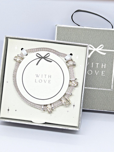 Elegant silver tone mesh charm - silver-tone,