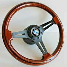 Steering Wheel fits For BMW Wood Black Spokes E24 E28 E30 E32 E34 Wooden 86-92'