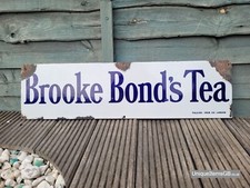 Early Genuine Brooke Bonds Tea Enamel Sign Advertising 30" x 8"