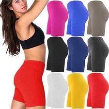 WOMEN'S LADIES PLAIN CYCLING SHORTS ACTIVE CASUAL SHORTS UK 8-26