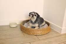 Wicker Pet Bed Natural Woven Nest Round Donut for Cat Dog Kitten Puppy Comfort