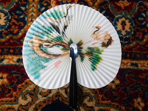 Vintage folding fan black - folding,