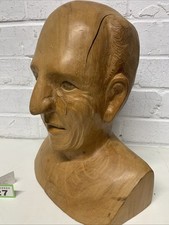 vintage hand carved male death mask bust head statue