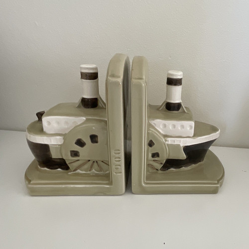 Ceramic nautical ship bookends - ceramic,
