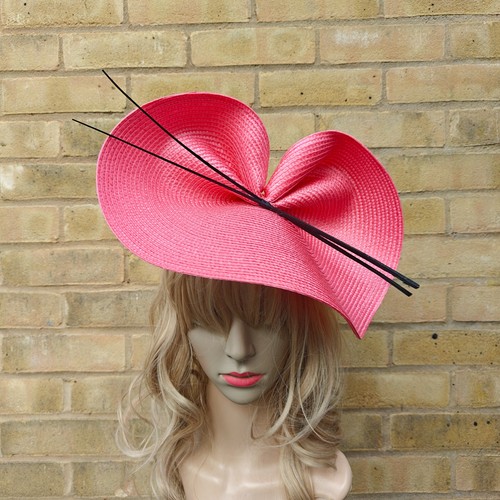 Coral pink fascinator black - fascinator,