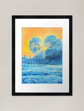 Yellow beach pier sunrise