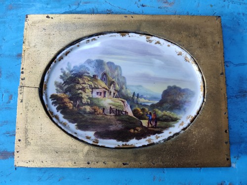Antique framed porcelain - antique,
