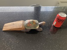 tortoise door stop/wedge - carved wood, rarely used.