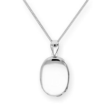 Sterling Silver 4 Photo Oval Family Locket on Chain 16 - 24 Inches