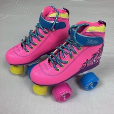 SFR Vision Quad Rollerskates Kids UK Size 13 J EUR 32 Neon Pink Star & Hearts