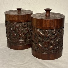 Pair Vintage African Carved