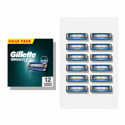 Gillette mach3 blades - 12, pack