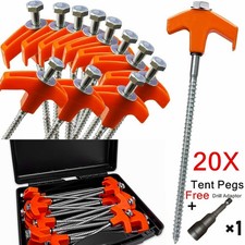 Heavy Duty Metal Tent Pegs, 20
