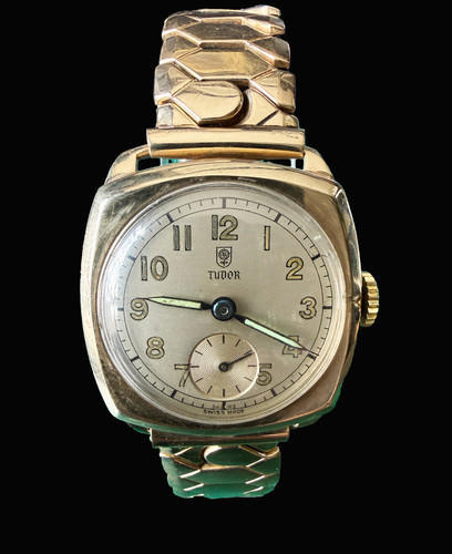 Vintage tudor 9ct - gold, cushion