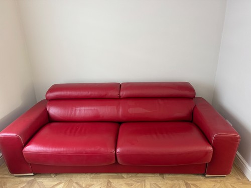 Red leather sofa - red,