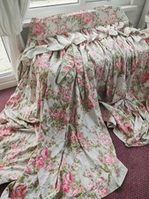 Vintage Laura Ashley Rose & Trellis Curtains, Pelmet Valance And Tiebacks