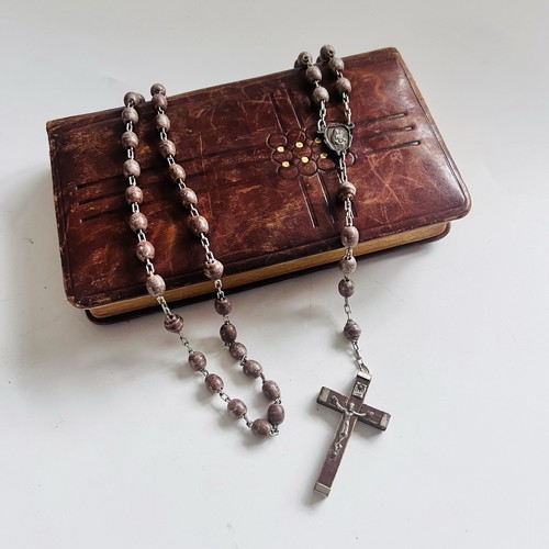 Antique cocoa rosary beads - cocoa,