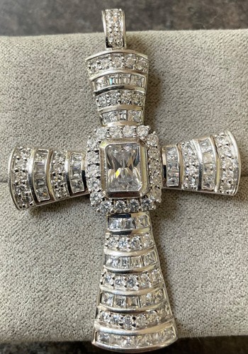 Qvc 925 diamonique large cross - qvc,