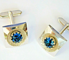 Chunky cufflinks blue faceted