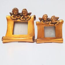 Gold Foil Scroll Shape Picture Frames With Cherub Angels, Vintage (2)