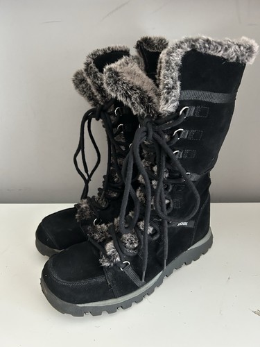 Skechers black faux fur trim - faux,