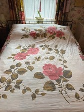 🦋White Floral Rose Tassel Cotton Bedspread Throw Bohemian Cottage Vintage Folk