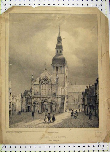 Original old antique print - old,