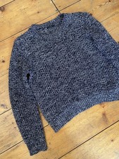 COS Navy Chunky Knit 100% Cotton Marl Jumper Sweater S Great Shape