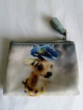ANYA HINDMARCH Fun Dog Photo Print Satin Coin Purse Wallet