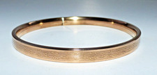 ANTIQUE EDWARDIAN ROLLED ROSE GOLD SLAVE BANGLE ENGINE TURNED DESIGN C.1920