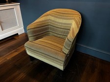 NEXT Tub Armchair Living Room Chair - Striped Fabric - Wooden Legs
