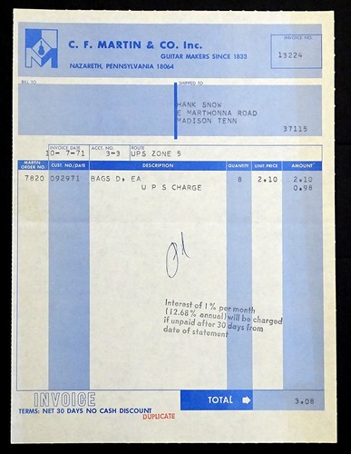 1971 vintage hank snow - snow, receipt