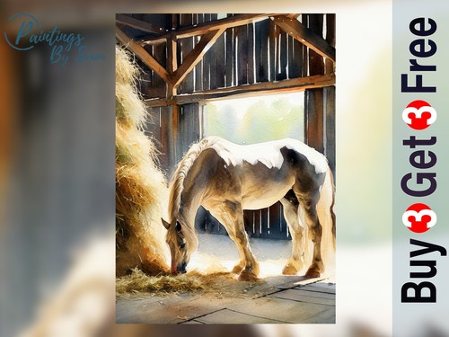 Horse barn 5x7 - print, on