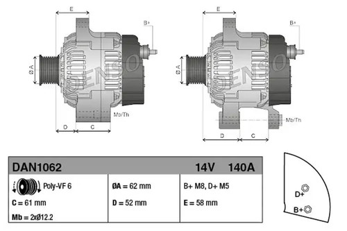 Alternator with freewheel - , belt