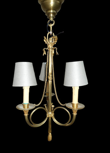 French bronze hunt horn - 3, arms