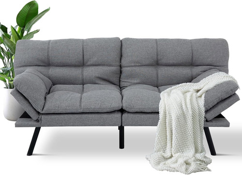 Modern grey memory foam - modern, futon