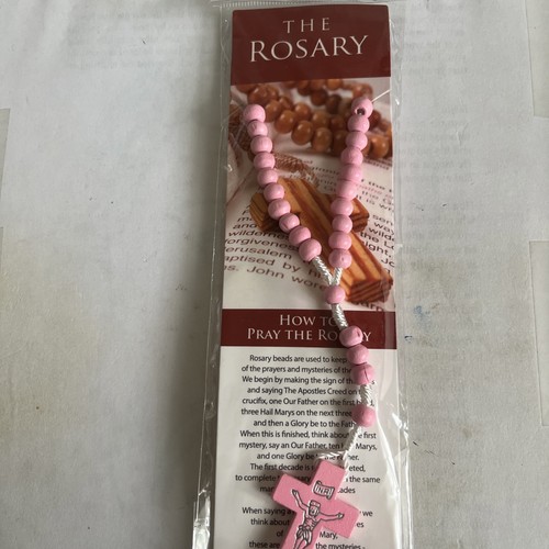 Pink rosary beads - , wood