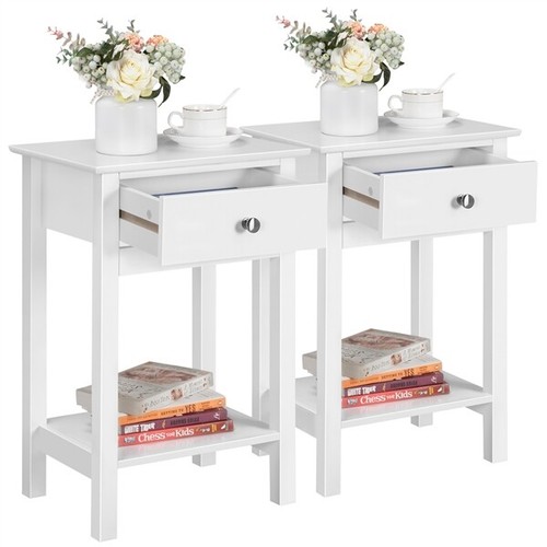 Bedside tables 2pcs white - tables,