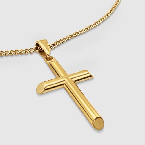 18k gold cross pendant - cross,